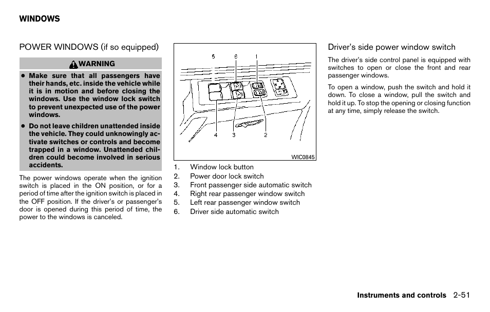 Windows -51, Power windows (if so equipped) -51 | NISSAN 2013 Titan - Owner's Manual User Manual | Page 132 / 458