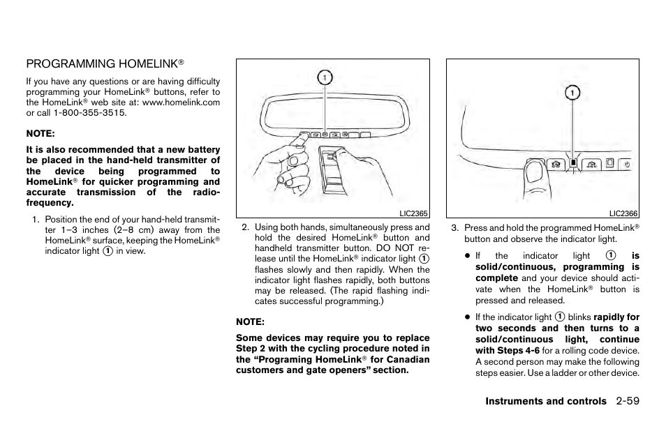 Programming homelink | NISSAN 2013 Titan - Owner's Manual User Manual | Page 140 / 458