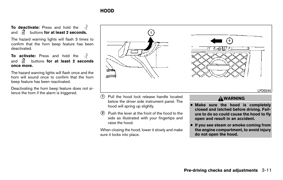 Hood -11 | NISSAN 2013 Titan - Owner's Manual User Manual | Page 154 / 458