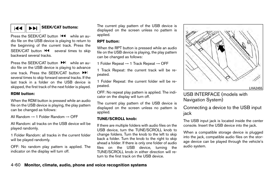 Usb interface (models with navigation system) -60 | NISSAN 2013 Titan - Owner's Manual User Manual | Page 231 / 458