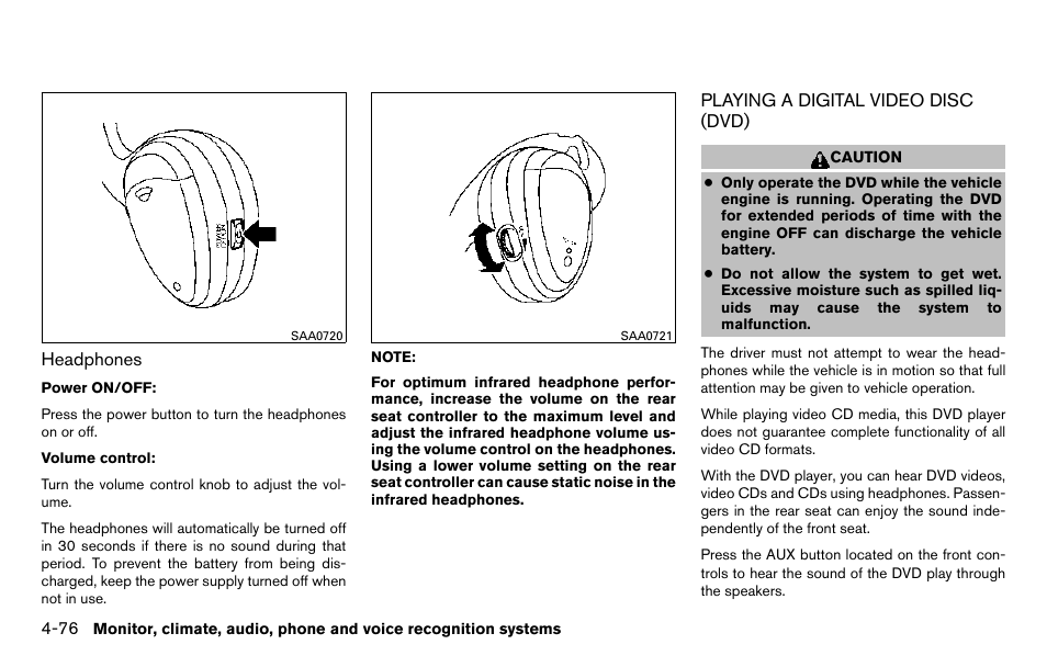 Playing a digital video disc (dvd) -76 | NISSAN 2013 Titan - Owner's Manual User Manual | Page 247 / 458