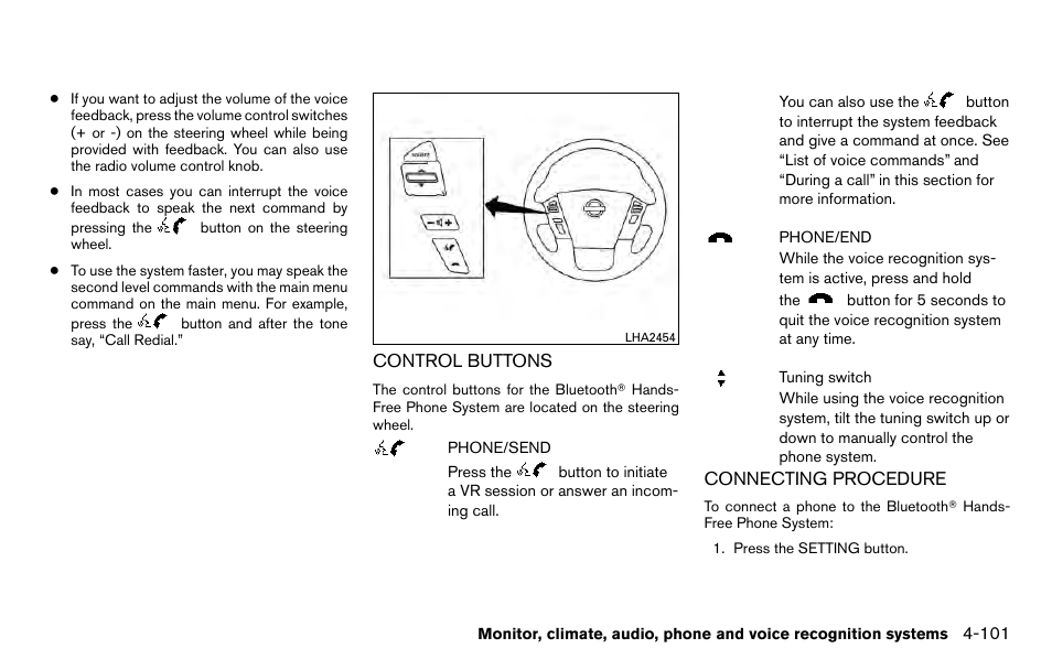 Control buttons -101 connecting procedure -101 | NISSAN 2013 Titan - Owner's Manual User Manual | Page 272 / 458