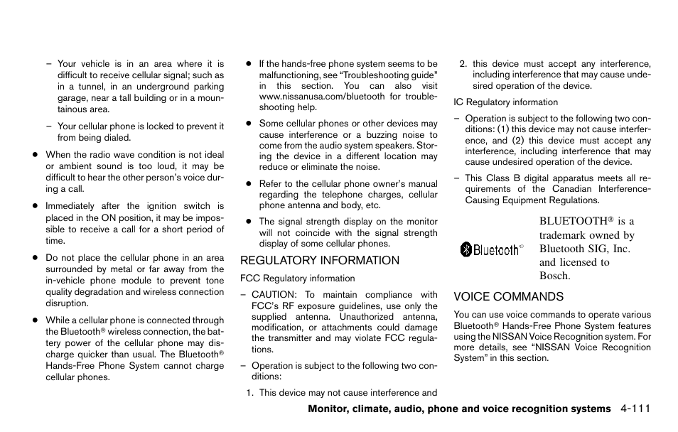 Regulatory information -111 voice commands -111 | NISSAN 2013 Titan - Owner's Manual User Manual | Page 282 / 458