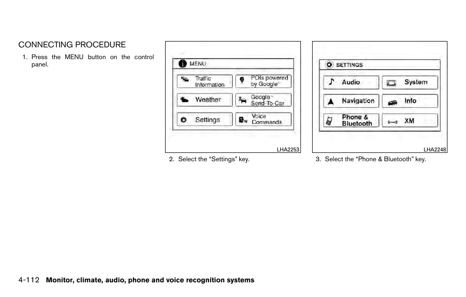 Connecting procedure -112 | NISSAN 2013 Titan - Owner's Manual User Manual | Page 283 / 458