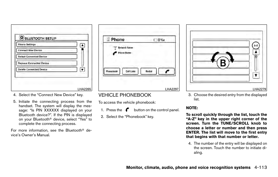 Vehicle phonebook -113 | NISSAN 2013 Titan - Owner's Manual User Manual | Page 284 / 458