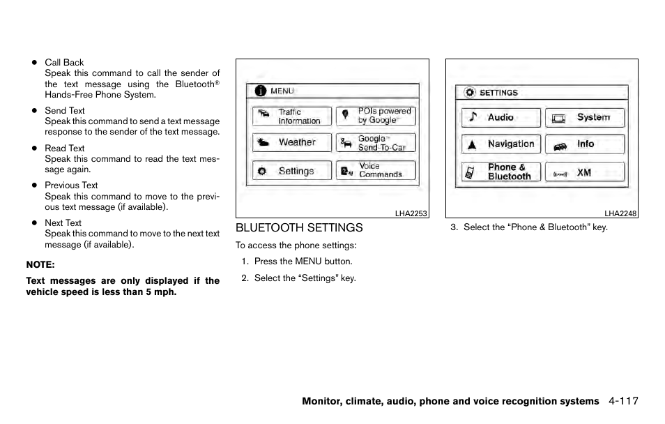 Bluetooth settings -117 | NISSAN 2013 Titan - Owner's Manual User Manual | Page 288 / 458