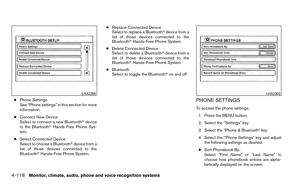 Phone settings -118 | NISSAN 2013 Titan - Owner's Manual User Manual | Page 289 / 458