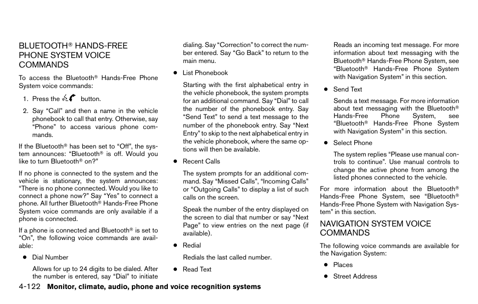 Bluetooth, Hands-free phone system voice | NISSAN 2013 Titan - Owner's Manual User Manual | Page 293 / 458
