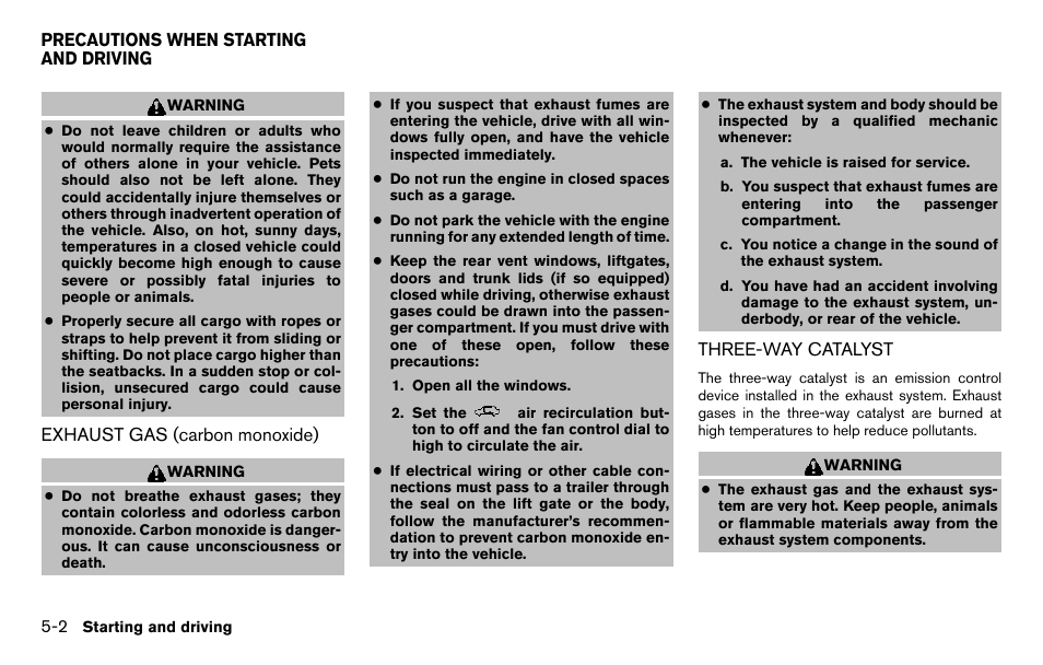 Precautions when starting and driving -2 | NISSAN 2013 Titan - Owner's Manual User Manual | Page 299 / 458