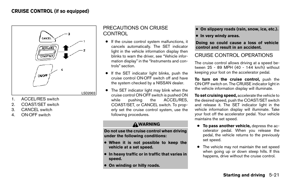 Cruise control (if so equipped) -21 | NISSAN 2013 Titan - Owner's Manual User Manual | Page 318 / 458