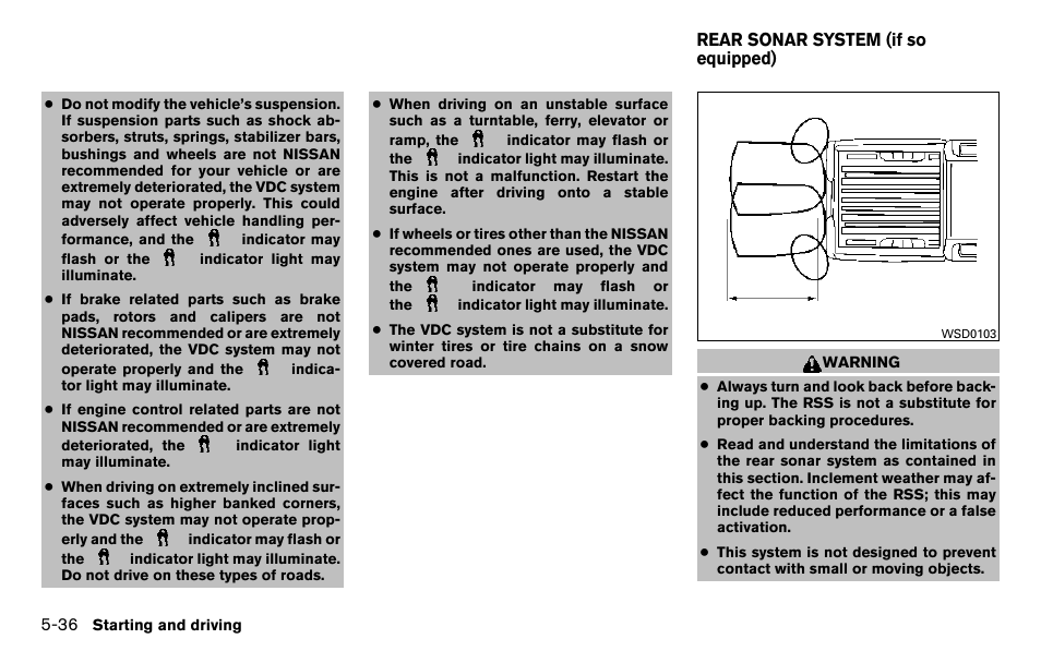 Rear sonar system (if so equipped) -36 | NISSAN 2013 Titan - Owner's Manual User Manual | Page 333 / 458