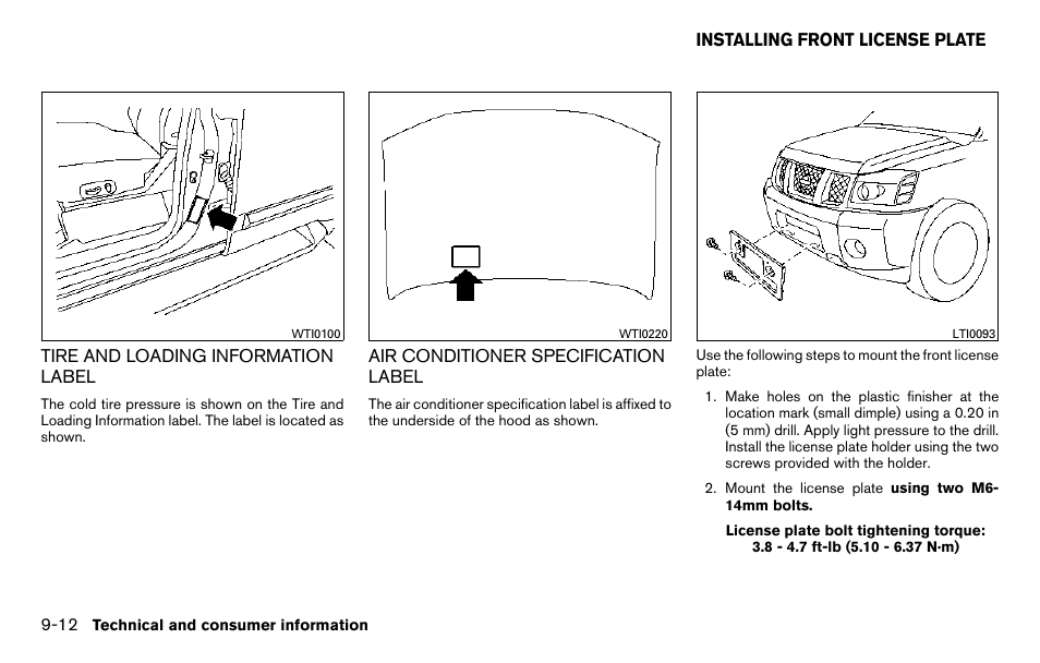 Installing front license plate -12 | NISSAN 2013 Titan - Owner's Manual User Manual | Page 413 / 458