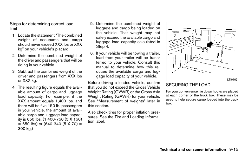 Securing the load -15 | NISSAN 2013 Titan - Owner's Manual User Manual | Page 416 / 458