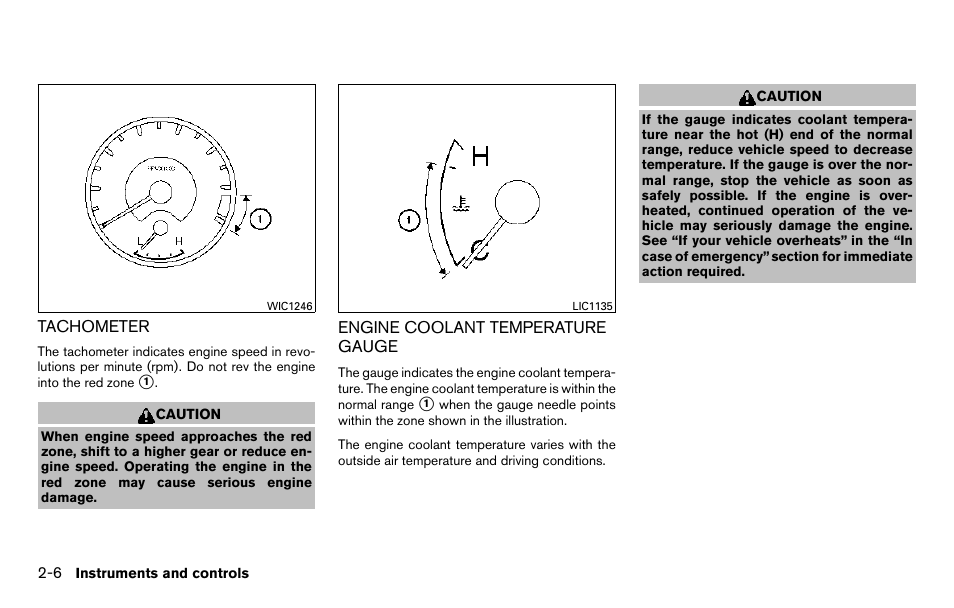 Tachometer -6 engine coolant temperature gauge -6 | NISSAN 2013 Titan - Owner's Manual User Manual | Page 87 / 458