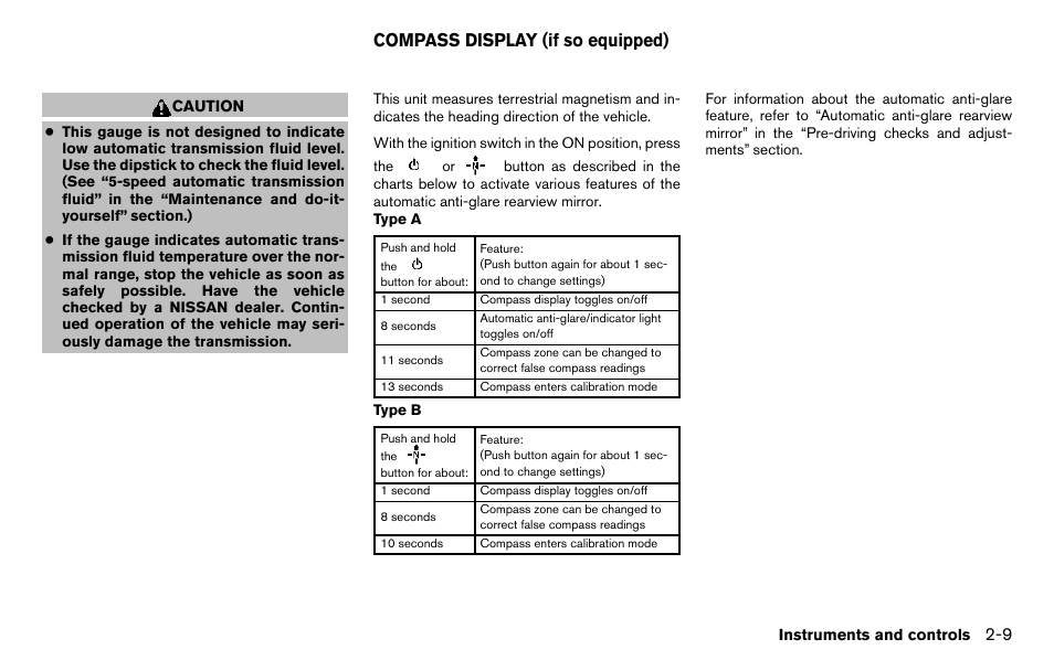 Compass display (if so equipped) -9, Compass display (if so equipped) | NISSAN 2013 Titan - Owner's Manual User Manual | Page 90 / 458