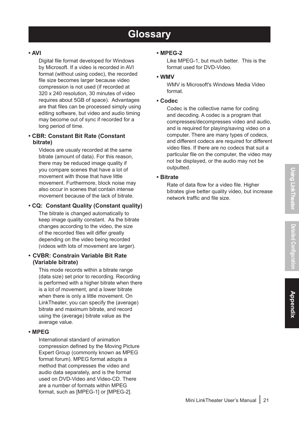 Glossary | Buffalo Technology PC-P1LAN User Manual | Page 21 / 23