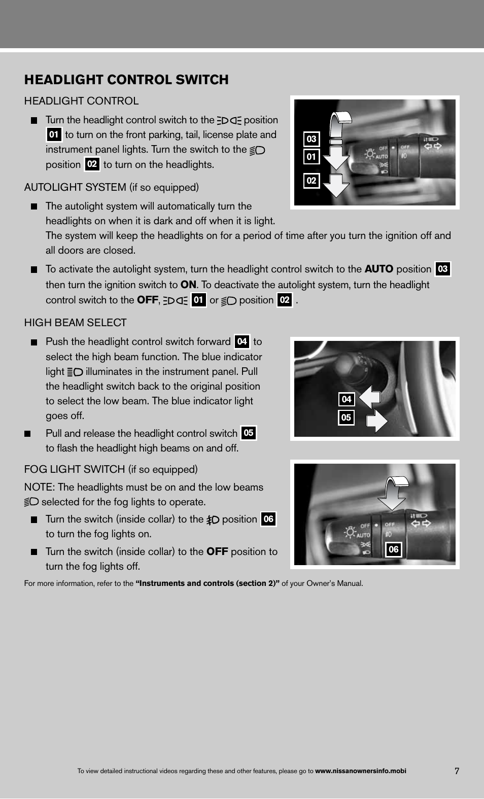 Headlight control switch | NISSAN 2013 Titan - Quick Reference Guide User Manual | Page 9 / 26