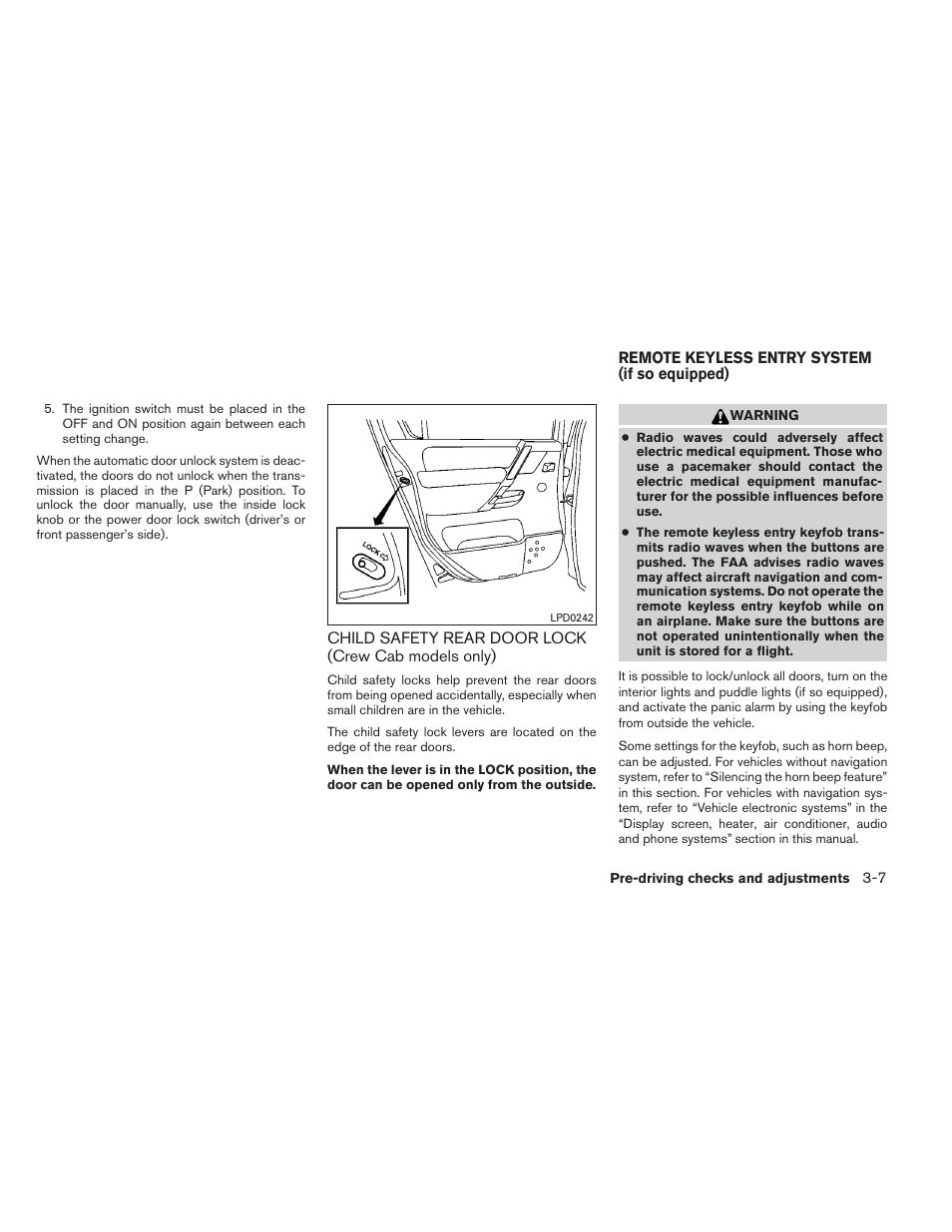 Remote keyless entry system (if so equipped) -7 | NISSAN 2014 Titan - Owner's Manual User Manual | Page 150 / 455