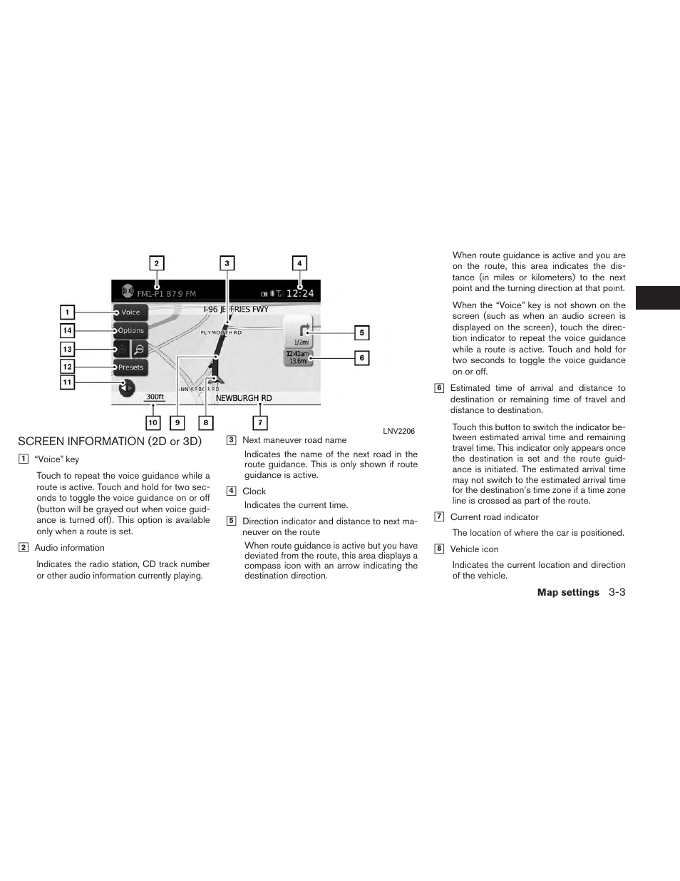 Screen information (2d or 3d) -3 | NISSAN 2014 Versa Sedan - Navigation System Owner's Manual User Manual | Page 21 / 104