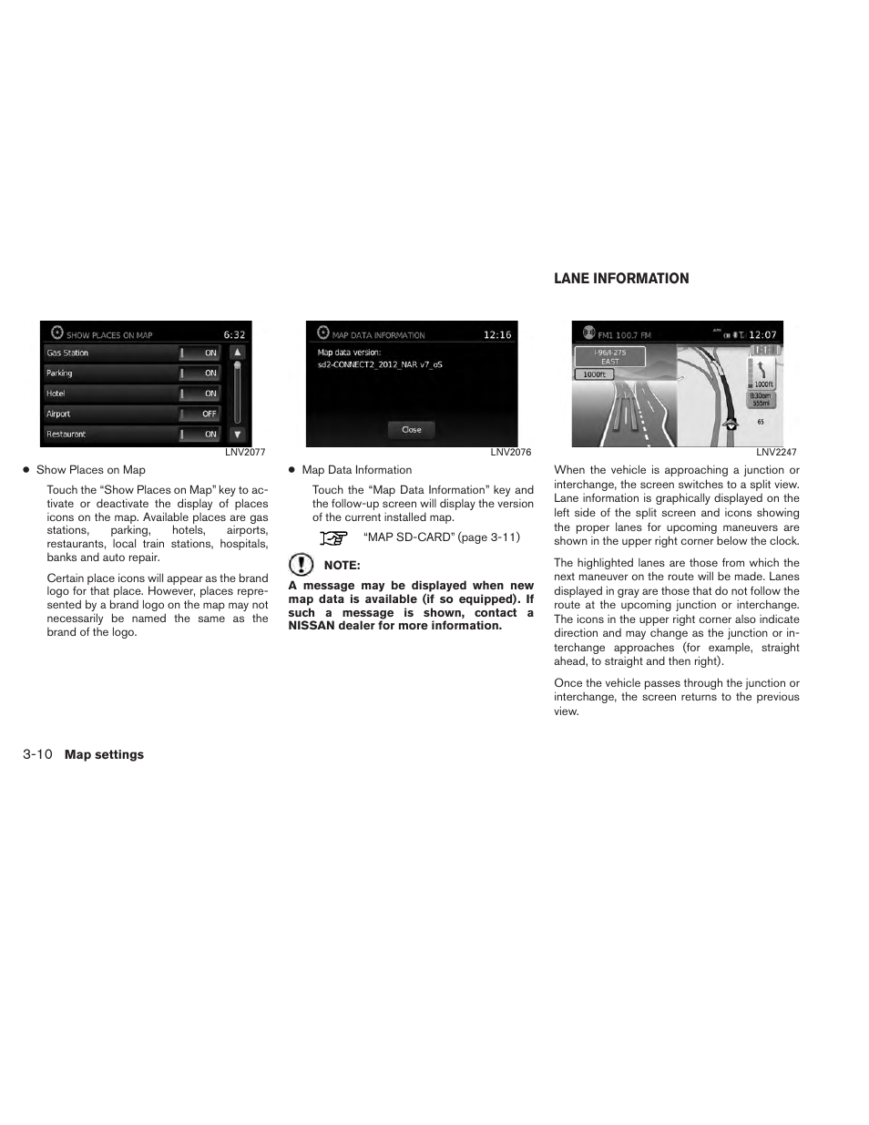 Lane information -10 | NISSAN 2014 Versa Sedan - Navigation System Owner's Manual User Manual | Page 28 / 104