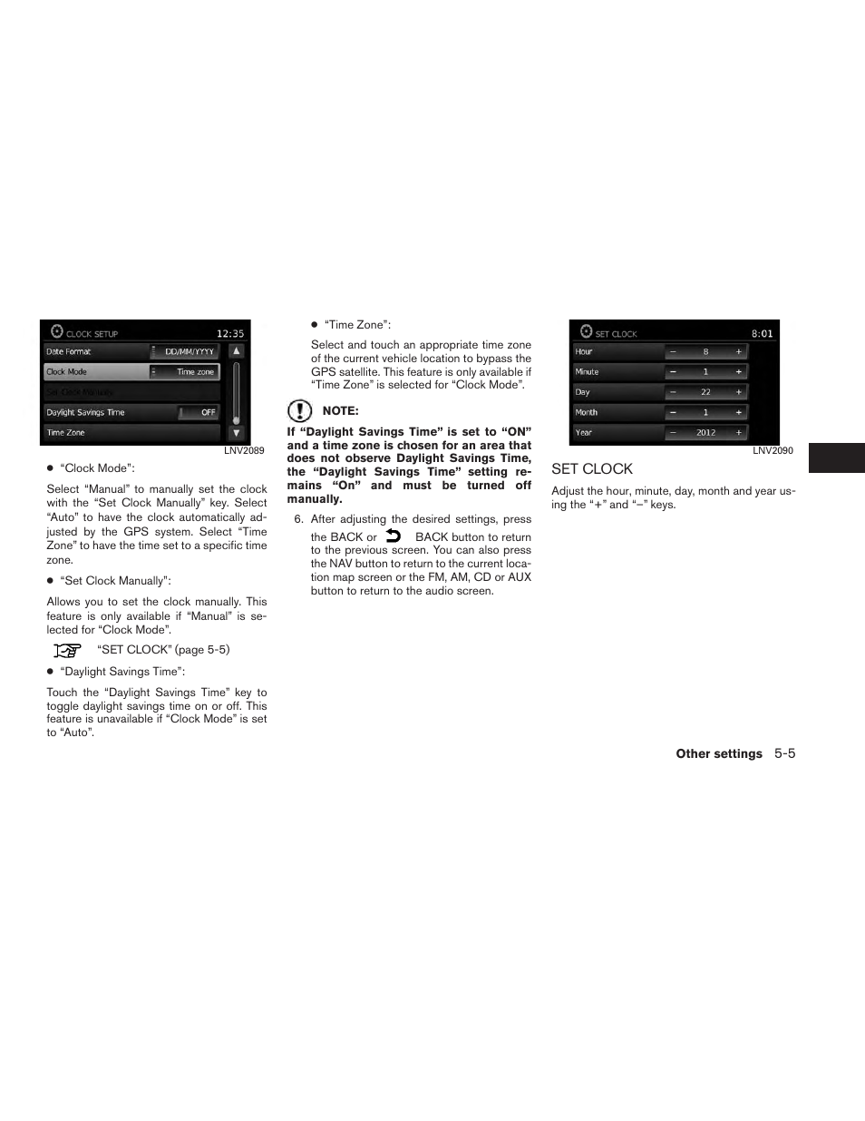 Set clock -5 | NISSAN 2014 Versa Sedan - Navigation System Owner's Manual User Manual | Page 85 / 104