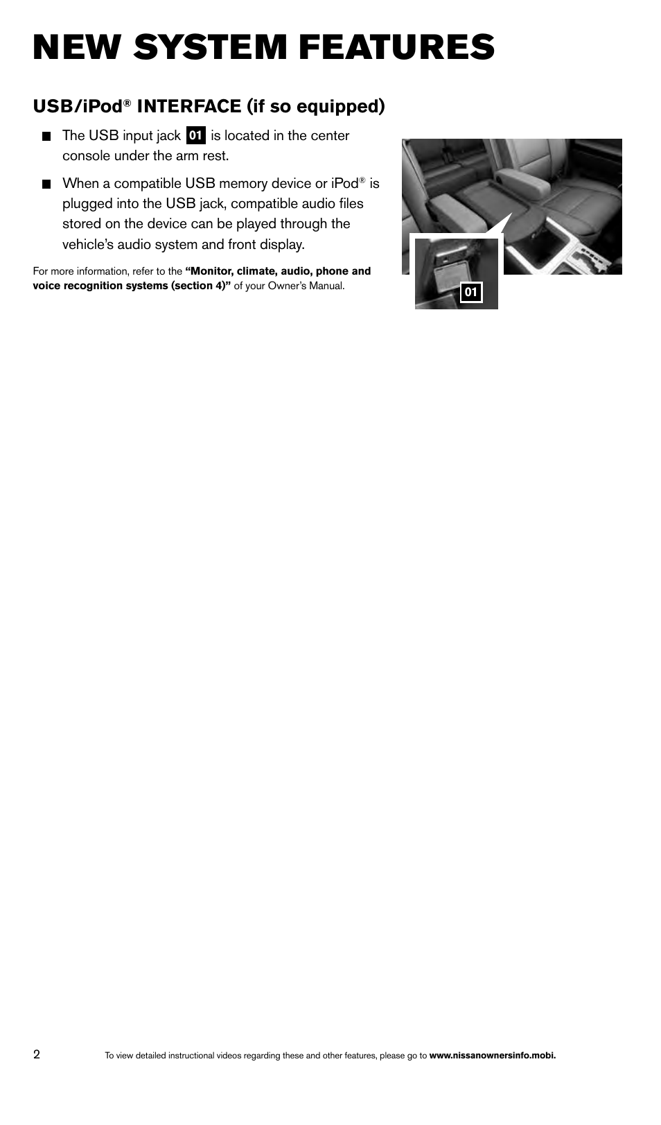 New system features, Usb/ipod, Interface (if so equipped) | NISSAN 2014 Titan - Quick Reference Guide User Manual | Page 4 / 24