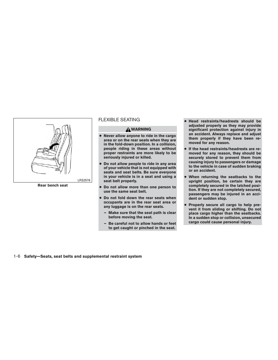 Flexible seating -6 | NISSAN 2015 Titan - Owner's Manual User Manual | Page 27 / 452