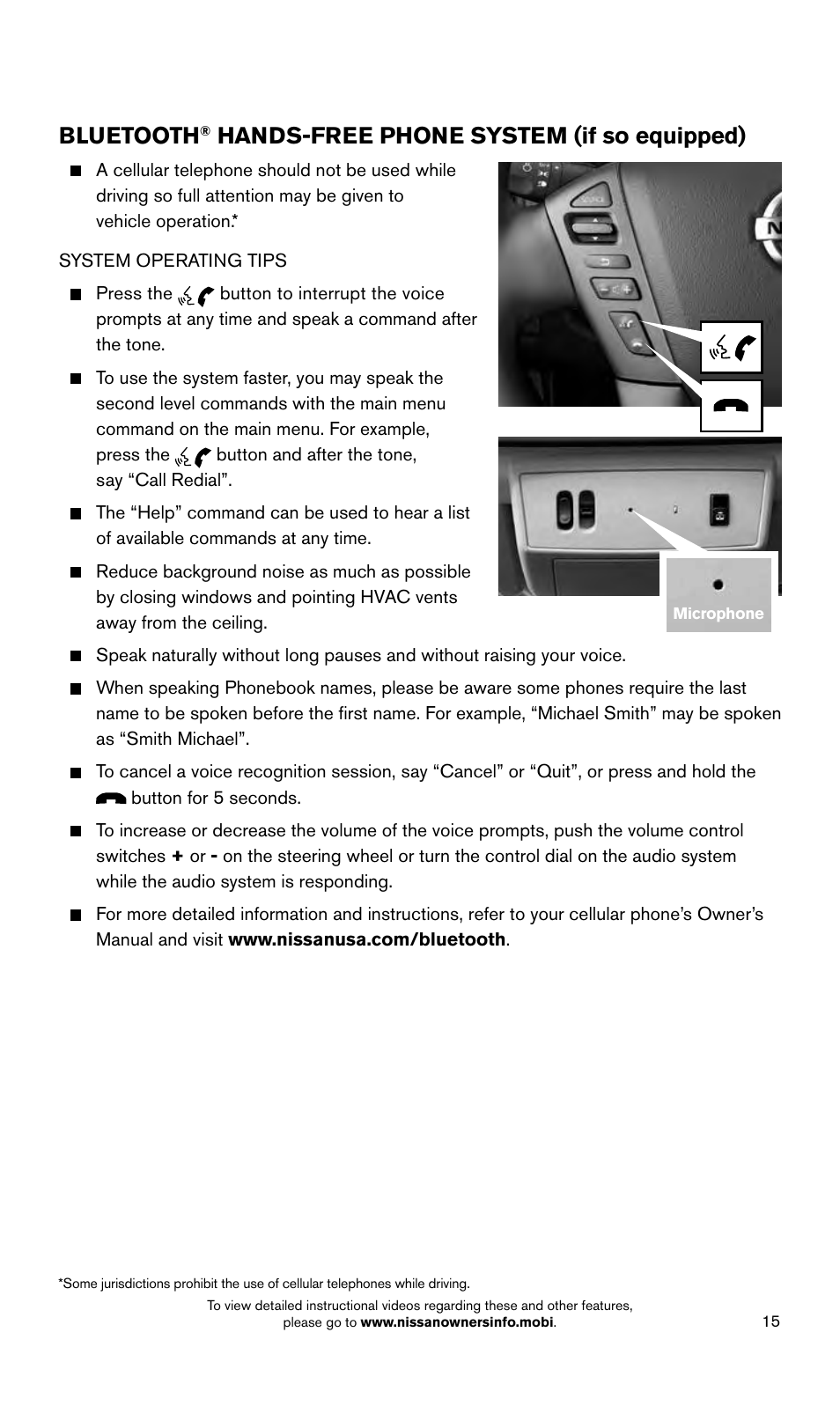 Bluetooth, Hands-free phone system (if so equipped) | NISSAN 2015 Titan - Quick Reference Guide User Manual | Page 17 / 24