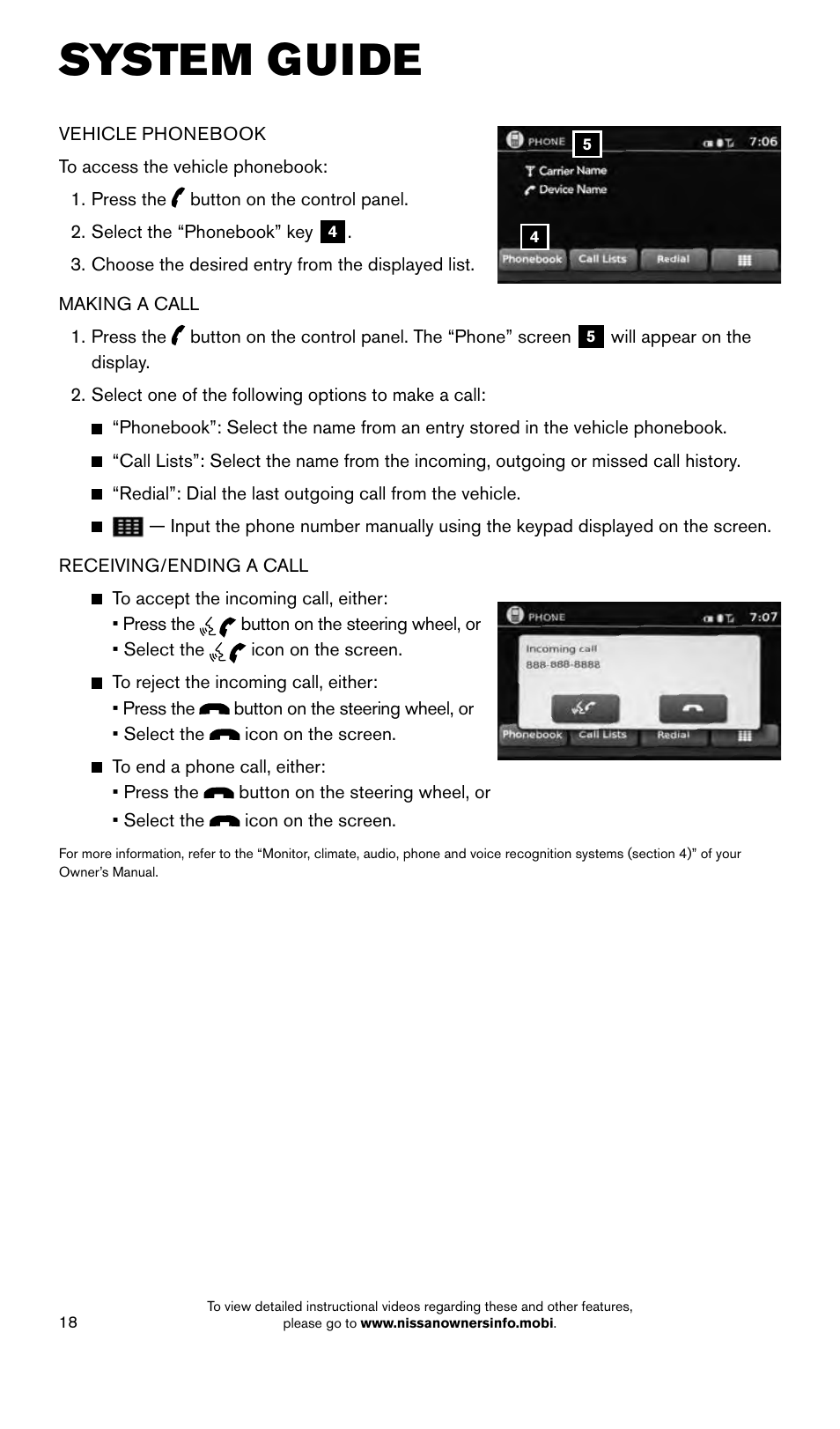 System guide | NISSAN 2015 Titan - Quick Reference Guide User Manual | Page 20 / 24