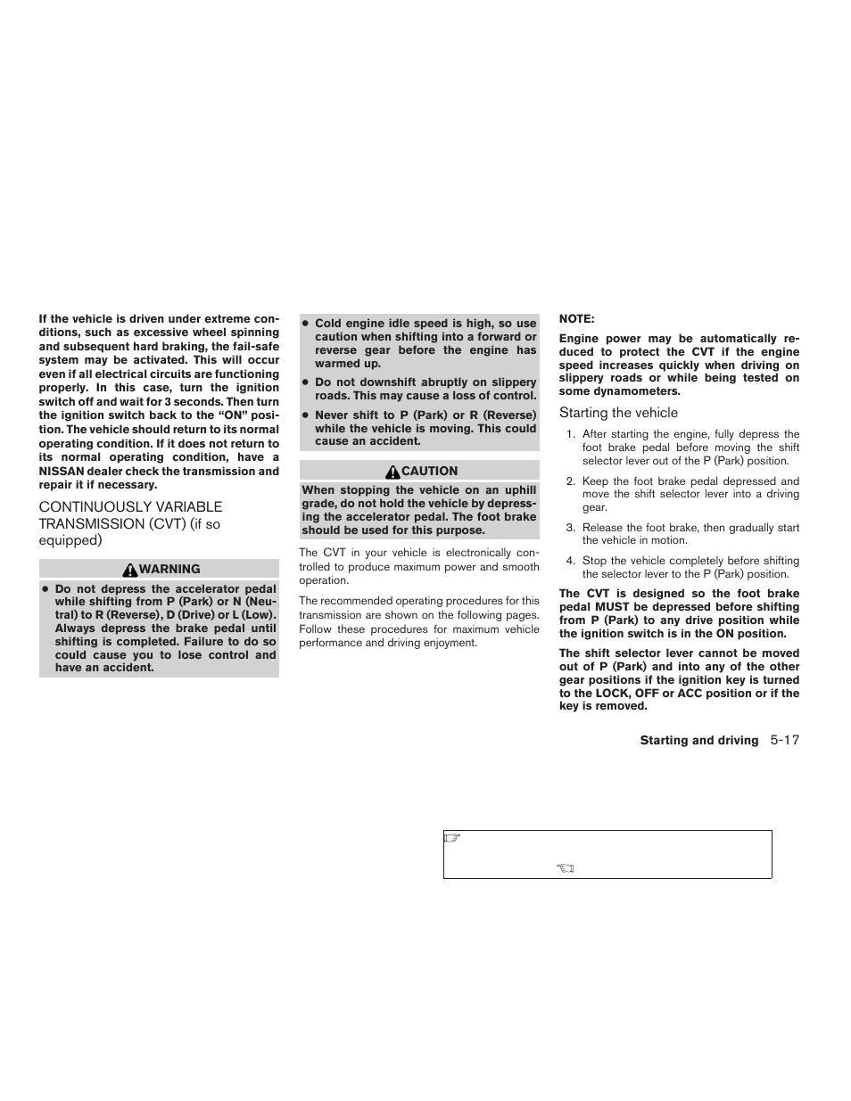 Continuously variable transmission (cvt), If so equipped) -17 | NISSAN 2008 Versa Hatchback - Owner's Manual User Manual | Page 191 / 304