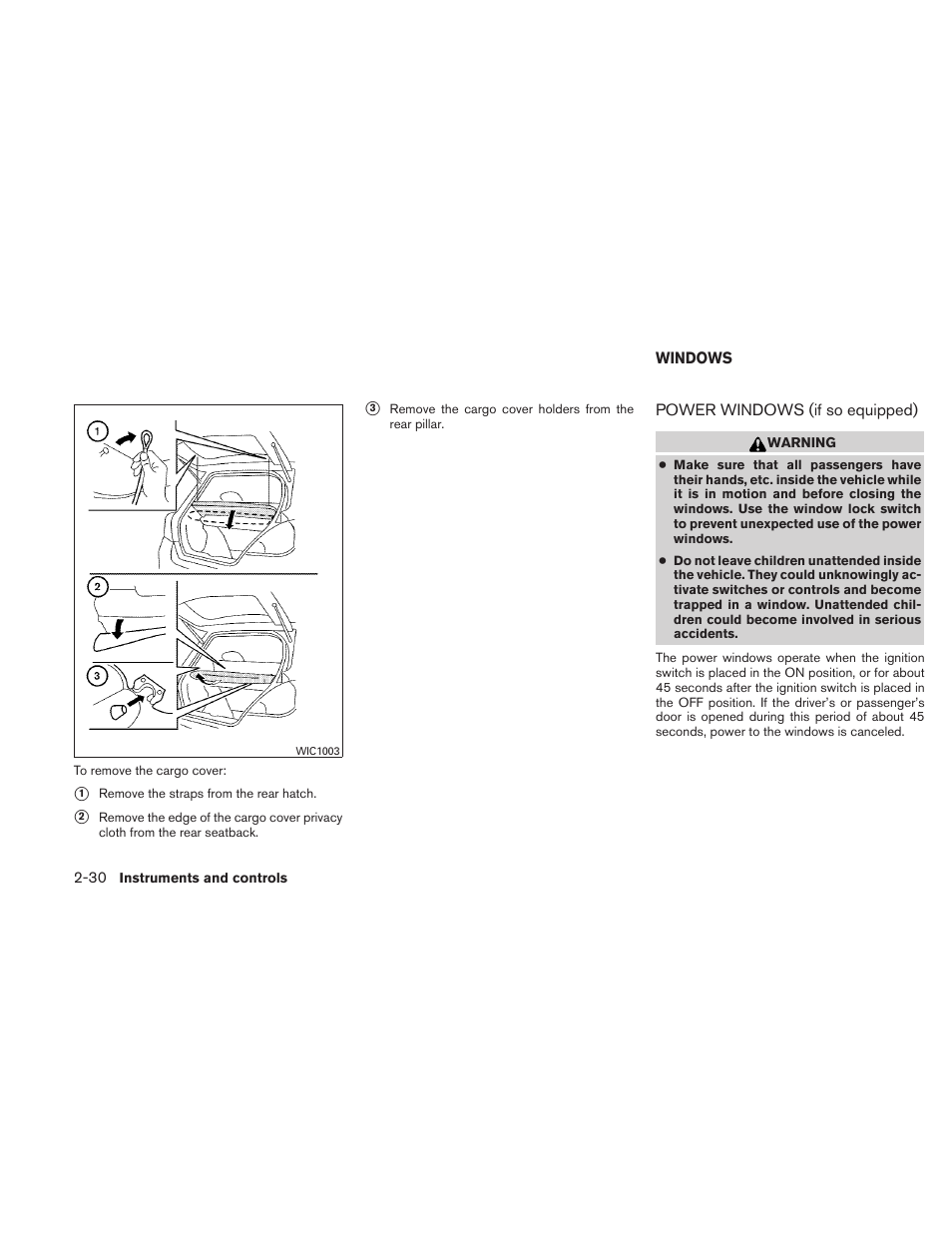Windows -30, Power windows (if so equipped) -30 | NISSAN 2010 Versa Hatchback - Owner's Manual User Manual | Page 107 / 338