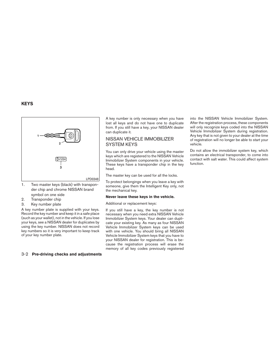 Keys -2, Nissan vehicle immobilizer system keys -2 | NISSAN 2010 Versa Hatchback - Owner's Manual User Manual | Page 117 / 338