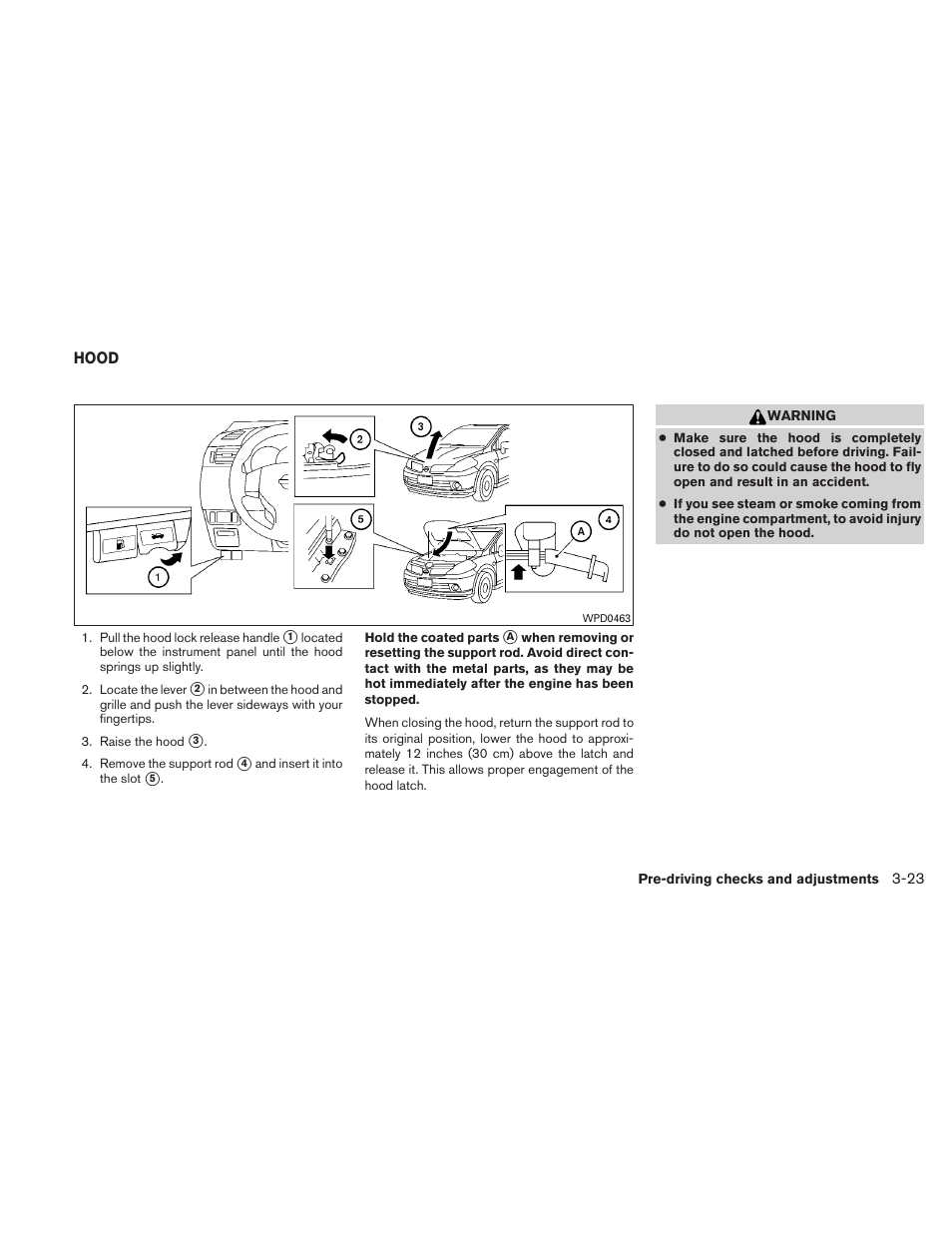 Hood -23 | NISSAN 2010 Versa Hatchback - Owner's Manual User Manual | Page 138 / 338