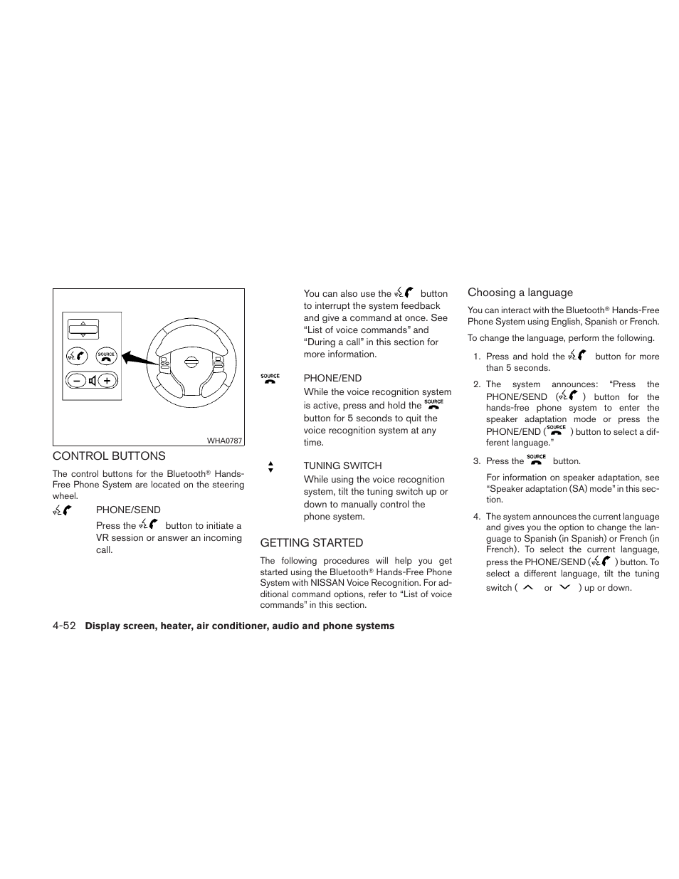 Control buttons -52 getting started -52 | NISSAN 2010 Versa Hatchback - Owner's Manual User Manual | Page 199 / 338