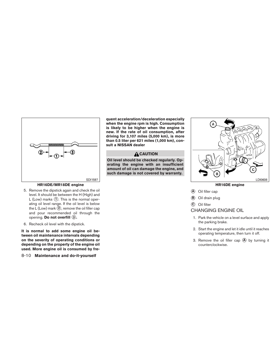 Changing engine oil -10 | NISSAN 2010 Versa Hatchback - Owner's Manual User Manual | Page 273 / 338