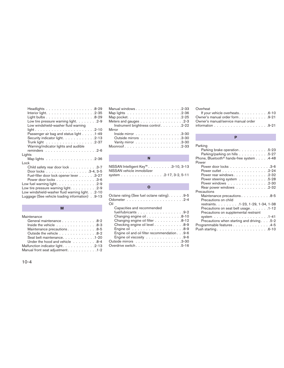 NISSAN 2010 Versa Hatchback - Owner's Manual User Manual | Page 333 / 338