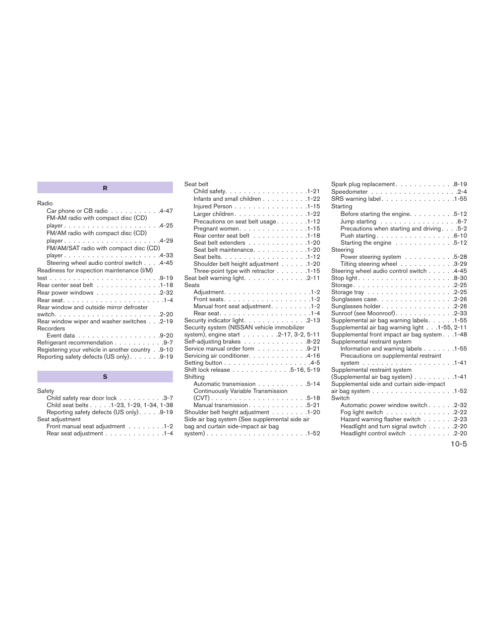 NISSAN 2010 Versa Hatchback - Owner's Manual User Manual | Page 334 / 338