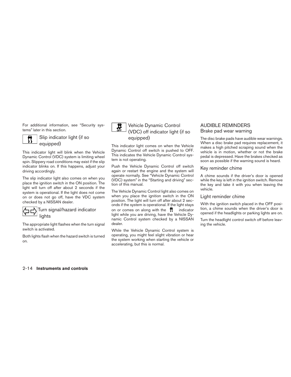 Audible reminders -14 | NISSAN 2010 Versa Hatchback - Owner's Manual User Manual | Page 91 / 338
