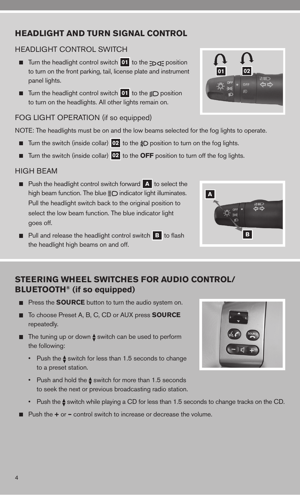 If so equipped), Headlight and turn signal control | NISSAN 2010 Versa Hatchback - Quick Reference Guide User Manual | Page 6 / 28