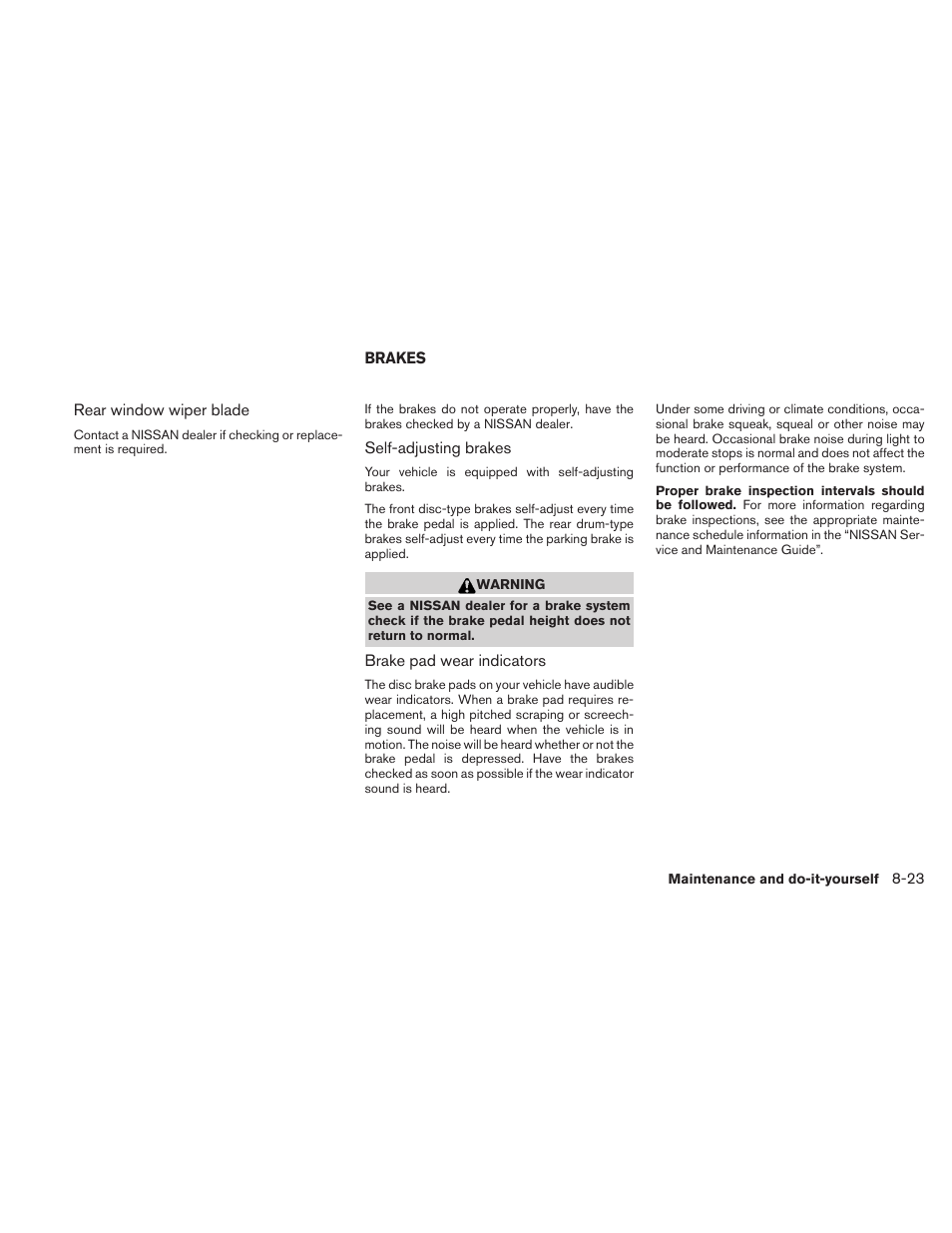 Brakes -23 | NISSAN 2011 Versa Hatchback - Owner's Manual User Manual | Page 296 / 350