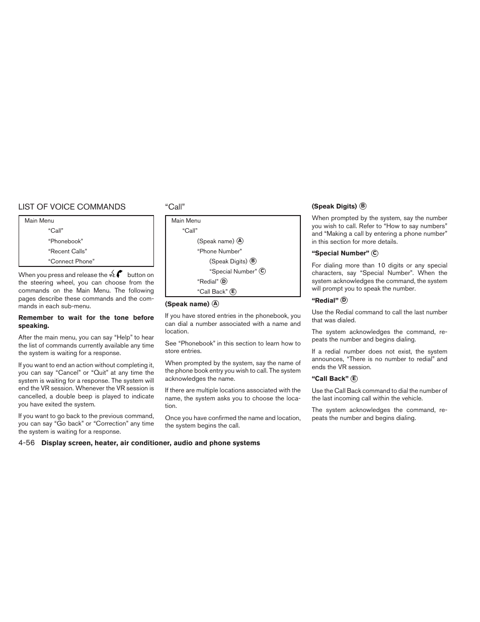 List of voice commands -56 | NISSAN 2012 Versa Hatchback - Owner's Manual User Manual | Page 189 / 320