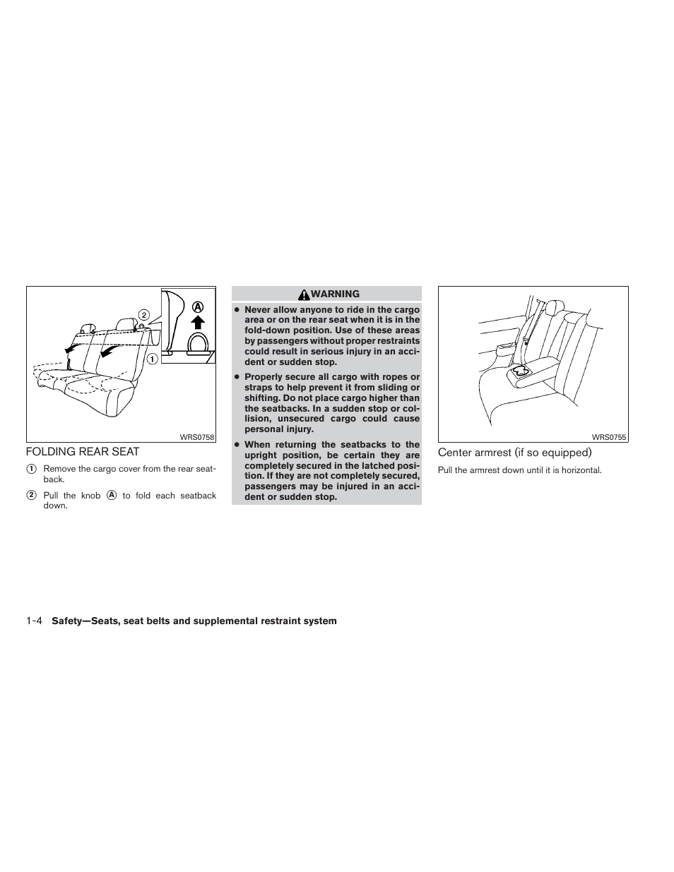 Folding rear seat -4 | NISSAN 2012 Versa Hatchback - Owner's Manual User Manual | Page 21 / 320