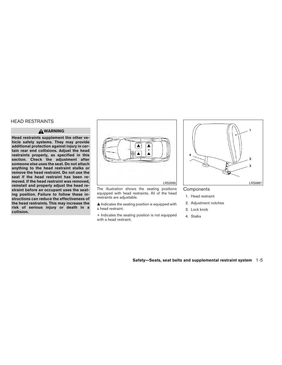 Head restraints -5 | NISSAN 2012 Versa Hatchback - Owner's Manual User Manual | Page 22 / 320