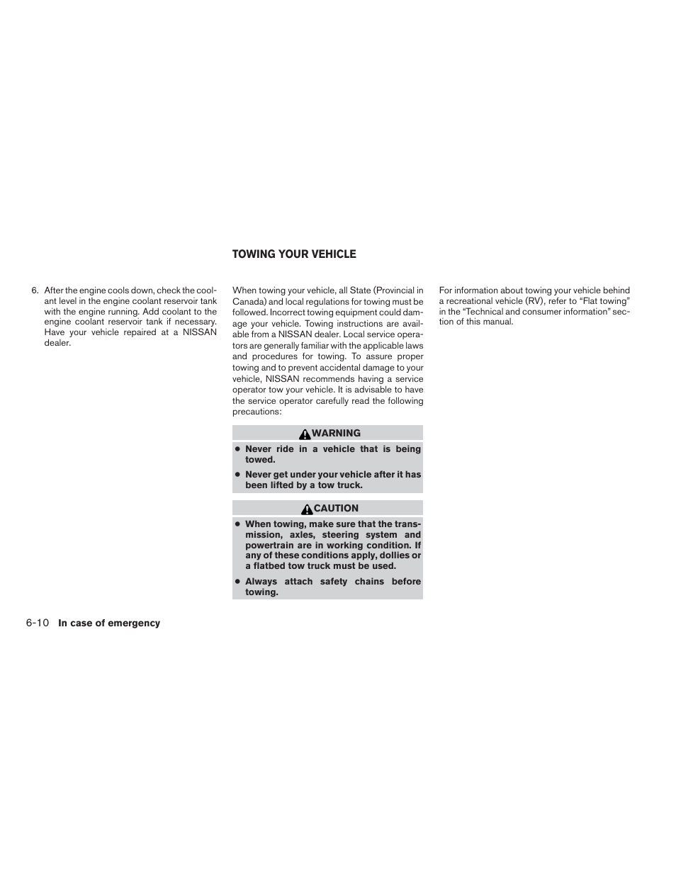 Towing your vehicle -10 | NISSAN 2012 Versa Hatchback - Owner's Manual User Manual | Page 239 / 320