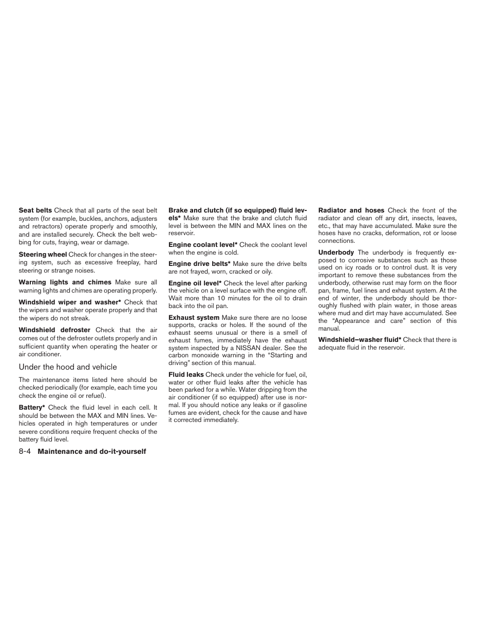 NISSAN 2012 Versa Hatchback - Owner's Manual User Manual | Page 253 / 320