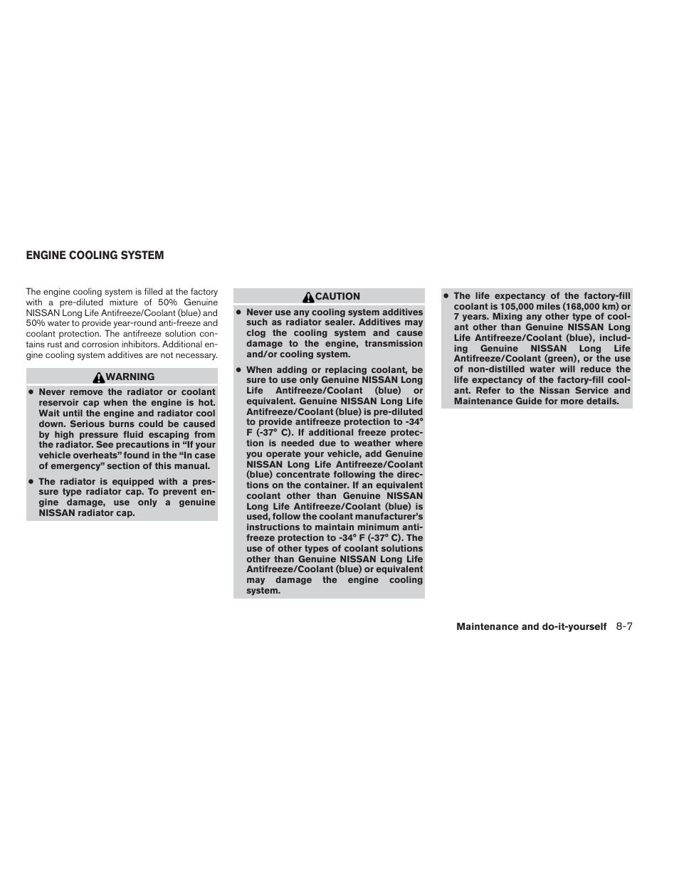 Engine cooling system -7 | NISSAN 2012 Versa Hatchback - Owner's Manual User Manual | Page 256 / 320