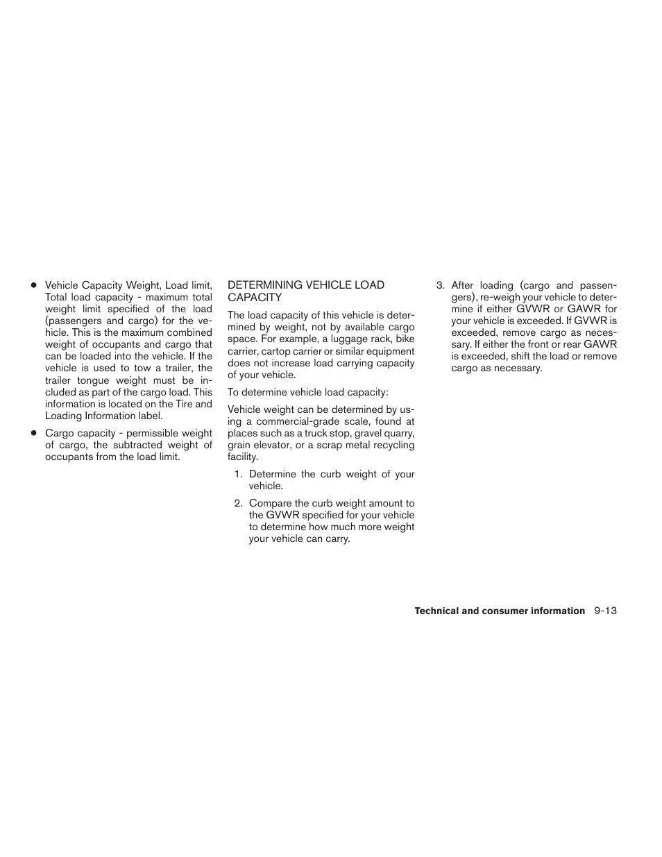Determining vehicle load capacity -13 | NISSAN 2012 Versa Hatchback - Owner's Manual User Manual | Page 304 / 320