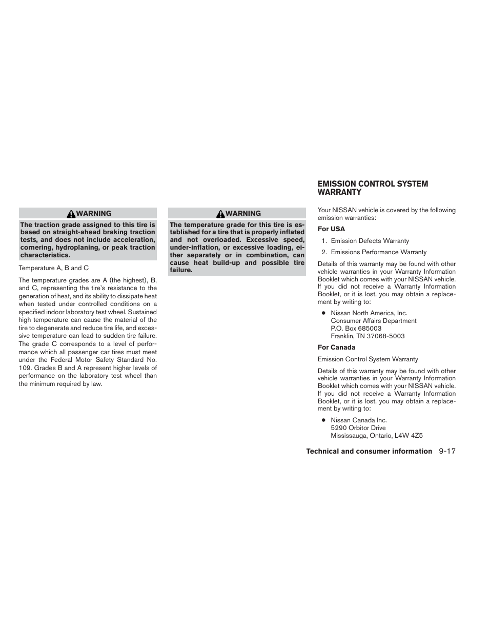 Emission control system warranty -17 | NISSAN 2012 Versa Hatchback - Owner's Manual User Manual | Page 308 / 320