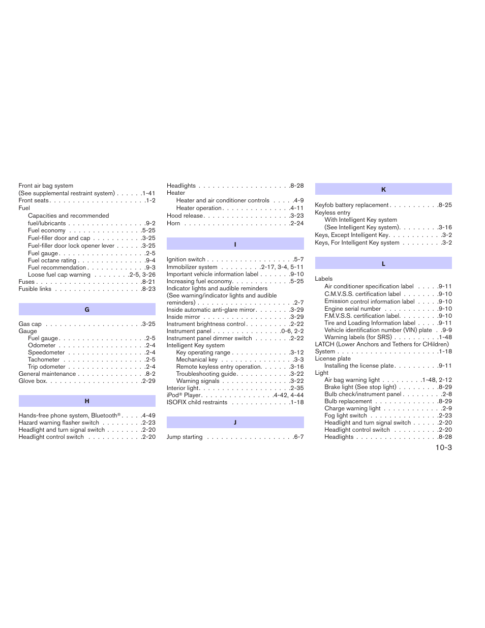 NISSAN 2012 Versa Hatchback - Owner's Manual User Manual | Page 314 / 320