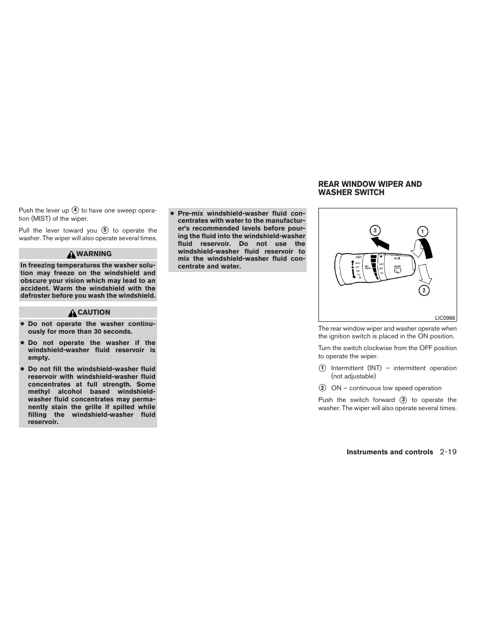 Rear window wiper and washer switch -19 | NISSAN 2012 Versa Hatchback - Owner's Manual User Manual | Page 86 / 320